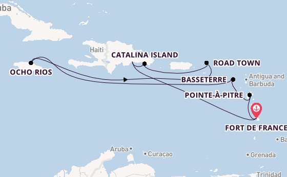 Caribbean from Fort de France, Martinique with the Costa Favolosa