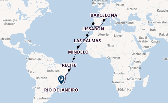 Transatlantik ab Marseille, Frankreich auf der Costa Favolosa