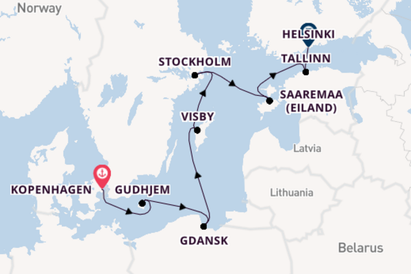 Europa vanaf Kopenhagen, Denemarken met de Le Champlain