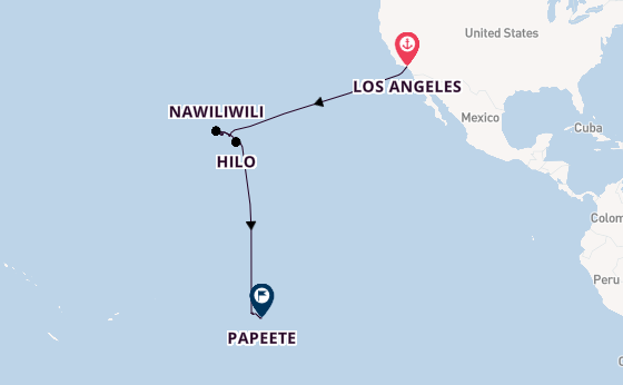 Polynesië vanaf Los Angeles, Verenigde Staten met de Vista
