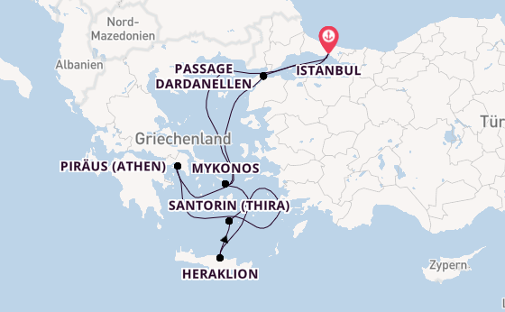 Östliches Mittelmeer ab Istanbul, Türkei auf der Costa Pacifica