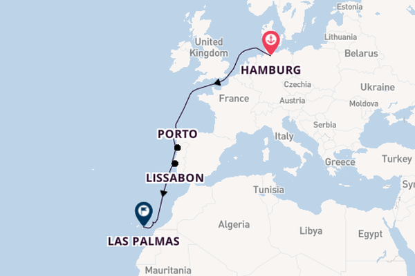 Canarische Eilanden vanaf Hamburg, Duitsland met AIDAperla