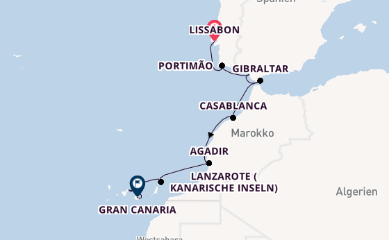 Kanarische Inseln ab Lissabon, Portugal auf der Azamara Journey