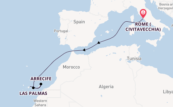 Canary Islands from Rome (Civitavecchia), Italy with the MSC Fantasia