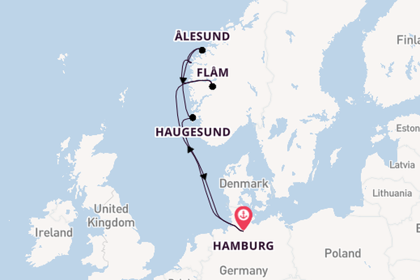Noorwegen vanaf Hamburg, Duitsland met de Mein Schiff Relax