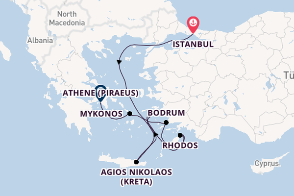 Oostelijke Middellandse Zee vanaf Istanbul, Turkije met de EXPLORA II