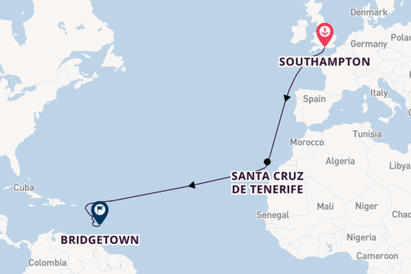 Caribbean from Southampton, England with the Britannia 
