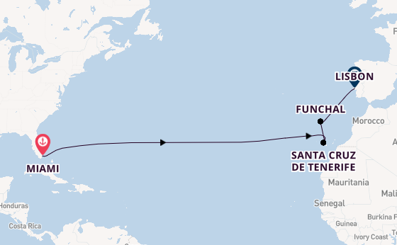 Transatlantic from Miami, Florida, USA with the Silver Ray