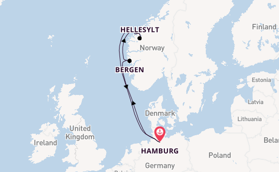 Noorwegen vanaf Hamburg, Duitsland met de Mein Schiff Relax
