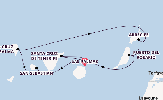 Canarische Eilanden vanaf Las Palmas, Gran Canaria, Spanje met AIDAstella