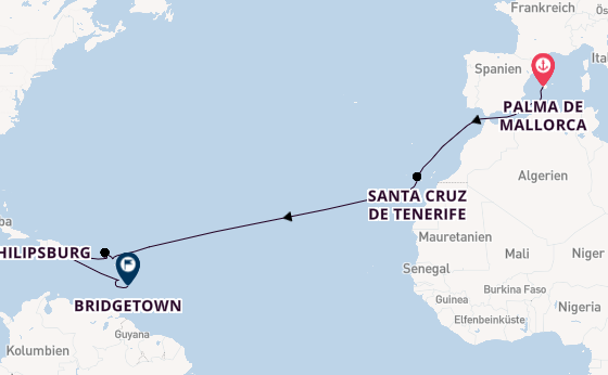 Karibik ab Deutschland auf der Mein Schiff 2
