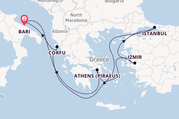 Mediterranean Sea from Bari, Italy with the MSC Lirica