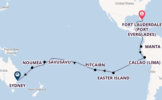 Transpacific from Fort Lauderdale (Port Everglades), Florida, USA with the Volendam