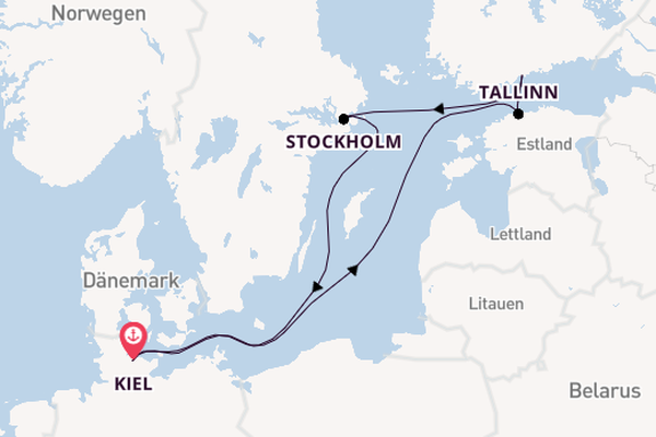 Ostsee ab Kiel, Deutschland auf der Mein Schiff 6