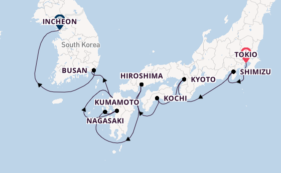 Japan vanaf Tokio, Japan met de Celebrity Millennium