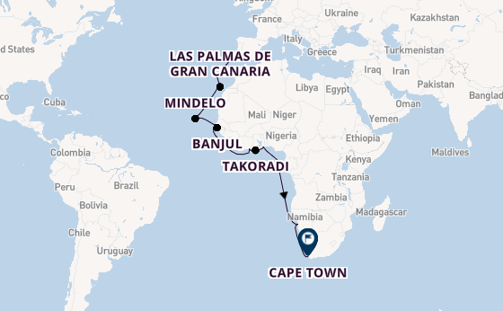 Africa from Lisbon, Portugal with the Seven Seas Navigator