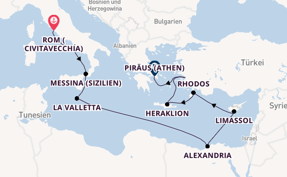 Mittelmeer ab Civitavecchia (Rom), Italien auf der Seven Seas Navigator