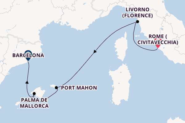 Western Mediterranean from Rome (Civitavecchia), Italy with the Azamara Onward