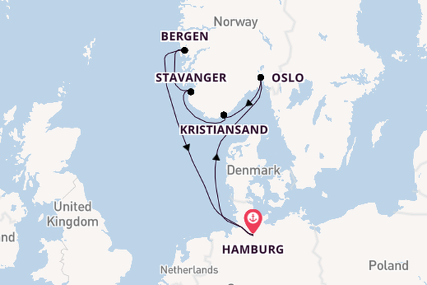 Norway from Hamburg, Germany with the MSC Preziosa