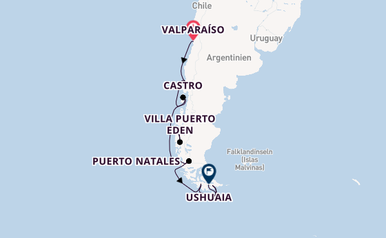 Südamerika ab Valparaíso, Chile auf der MS Fridtjof Nansen
