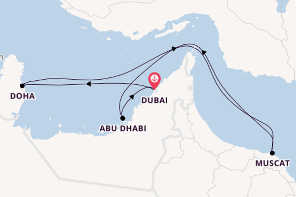 Persischer Golf ab Dubai, Vereinigte Arabische Emirate auf der Mein Schiff Flow