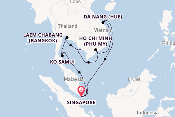 South East Asia from Singapore, Singapore with the Noordam