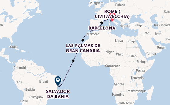 Transatlantic from Rome (Civitavecchia), Italy with the MSC Divina