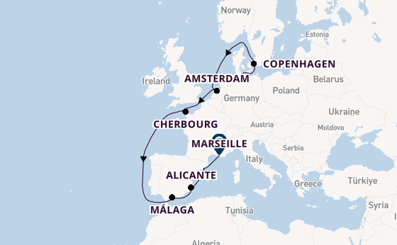 Western Mediterranean from Kiel, Germany with the MSC Euribia