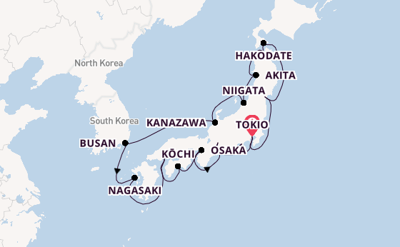 Japan vanaf Tokio, Japan met de Norwegian Jade