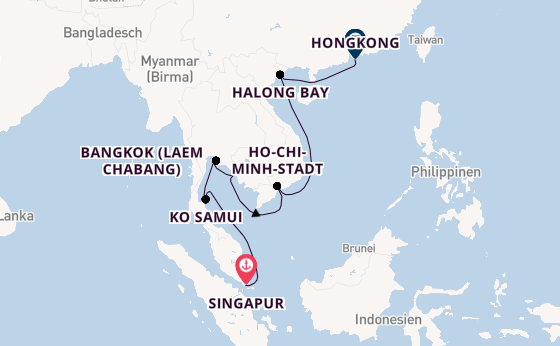Südostasien ab Singapur, Singapur auf der Seven Seas Navigator