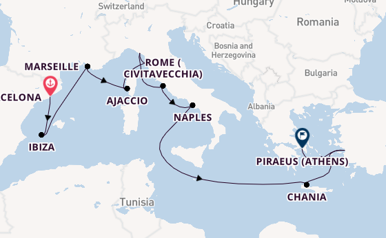 Mediterranean from Barcelona, Spain with the Sun Princess