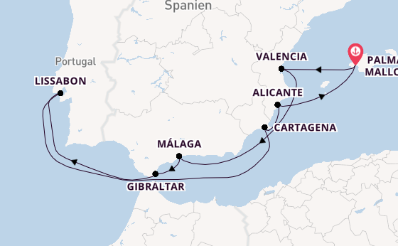 Westliches Mittelmeer ab Palma de Mallorca, Spanien auf AIDAsol