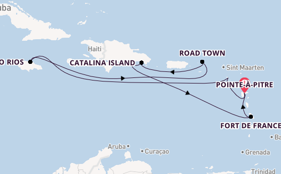 Caribbean vanaf Pointe-à-Pitre, Guadeloupe met de Costa Favolosa
