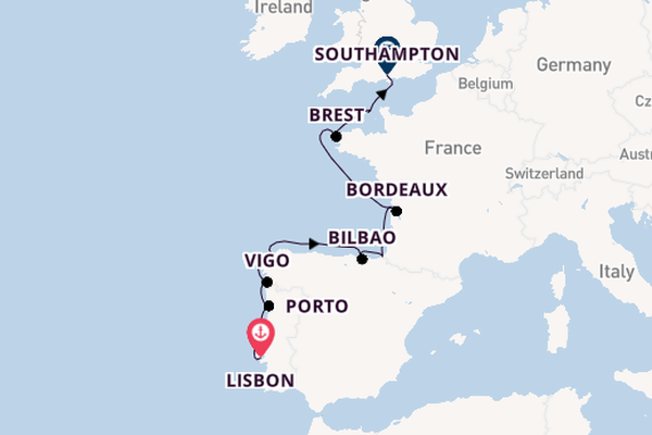 British Isles from Lisbon, Portugal with the Sirena