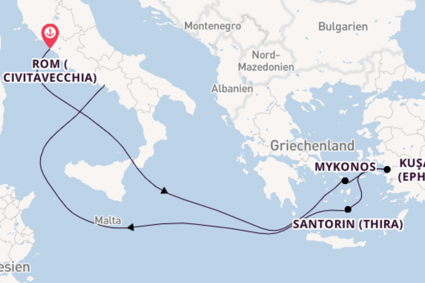 Mittelmeer ab Rom (Civitavecchia), Italien auf der MSC Divina