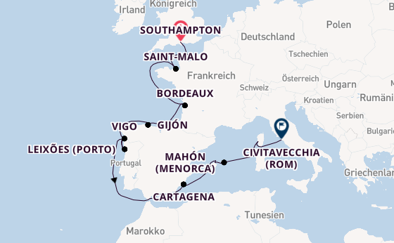 Westliches Mittelmeer ab Southampton, Großbritannien auf der Silver Dawn