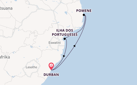 Südliches Afrika ab Durban, Südafrika auf der MSC Armonia 