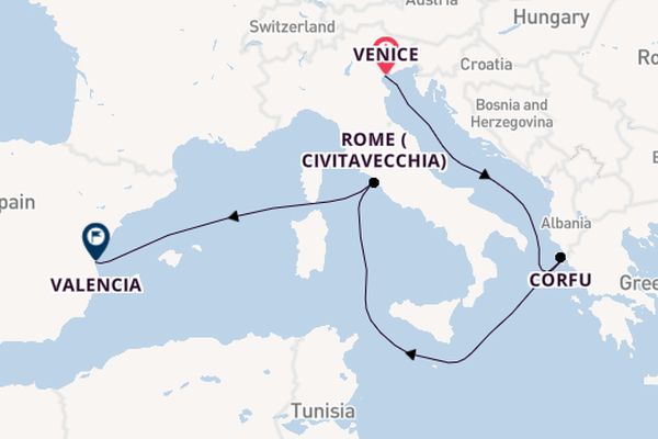 Western Mediterranean from Venice, Italy with the MSC Lirica