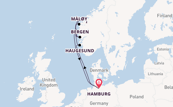 Noorwegen vanaf Hamburg, Duitsland met de Costa Favolosa