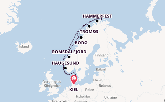 Norwegen ab Kiel, Deutschland auf AIDAluna