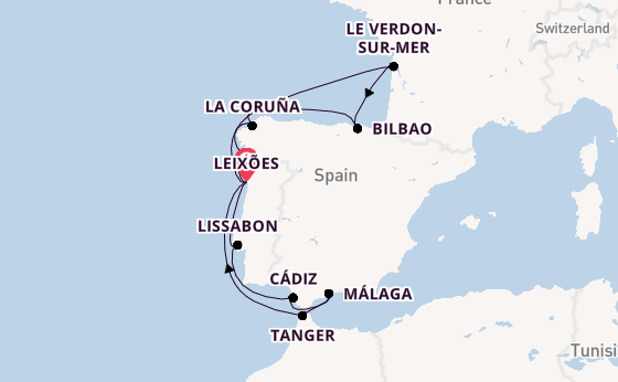 Portugal vanaf Leixões, Portugal met de Mein Schiff 6
