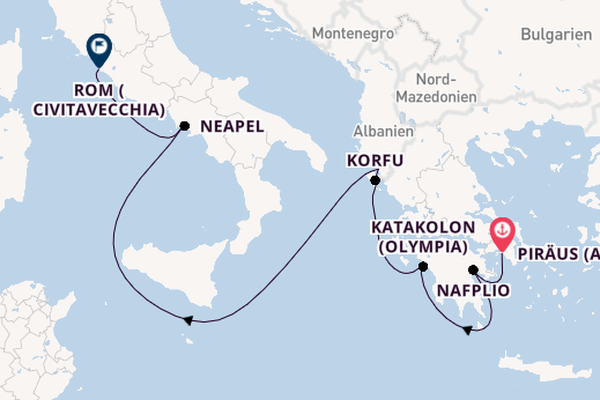 Mittelmeer ab Piräus (Athen), Griechenland auf der Seabourn Quest