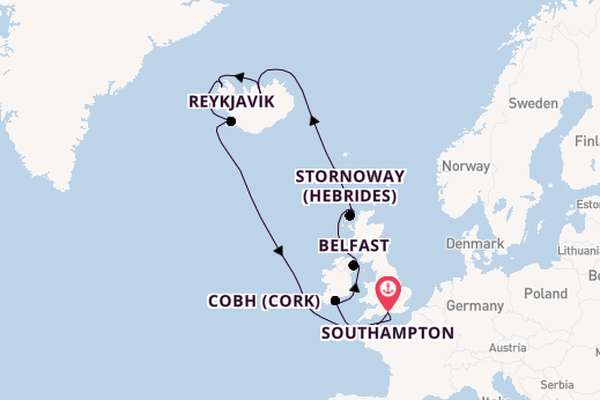 British Isles from Southampton, England with the Britannia 