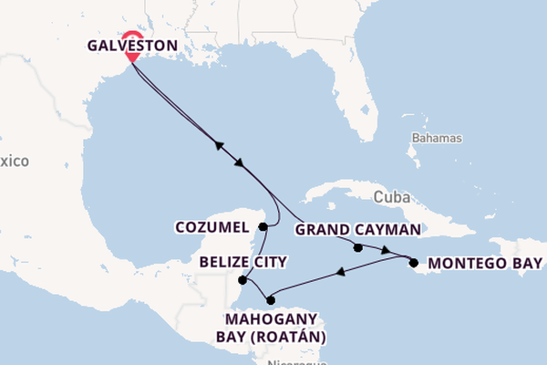 Western Caribbean from Galveston, Texas, USA with the Carnival Sunshine