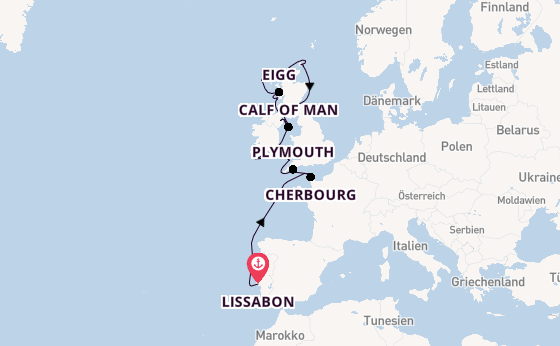Vereinigtes Königreich ab Lissabon, Portugal auf der Seabourn Venture