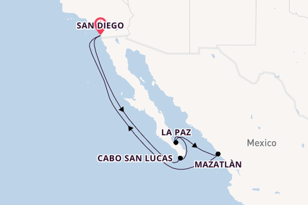 Mexicaanse Riviera vanaf San Diego, Verenigde Staten met de Zuiderdam