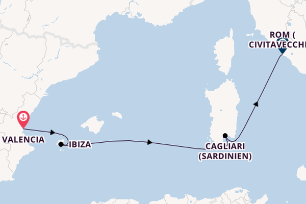 Westliches Mittelmeer ab Valencia, Spanien auf der MSC Musica