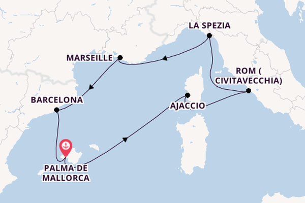 Westliches Mittelmeer ab Palma de Mallorca, Spanien auf der Mein Schiff Flow