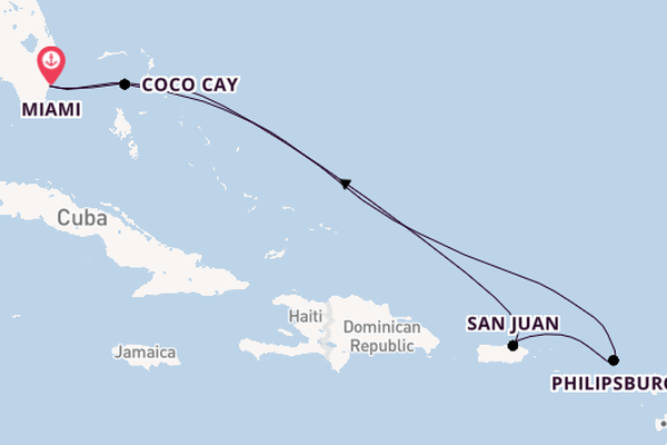 Caribbean vanaf Miami, Verenigde Staten met de Icon of the Seas