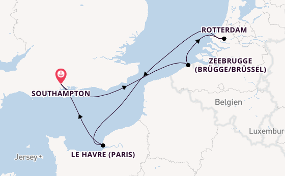 England ab Southampton, Großbritannien auf der Queen Mary 2